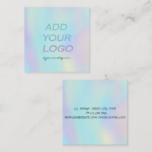 Cartão De Visita Quadrado Arco-íris Legal Holográfico Adicione seu Logotipo
