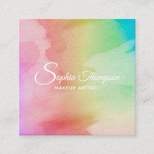 Cartão De Visita Quadrado Arco-íris moderno do roteiro da aguarela - cartã