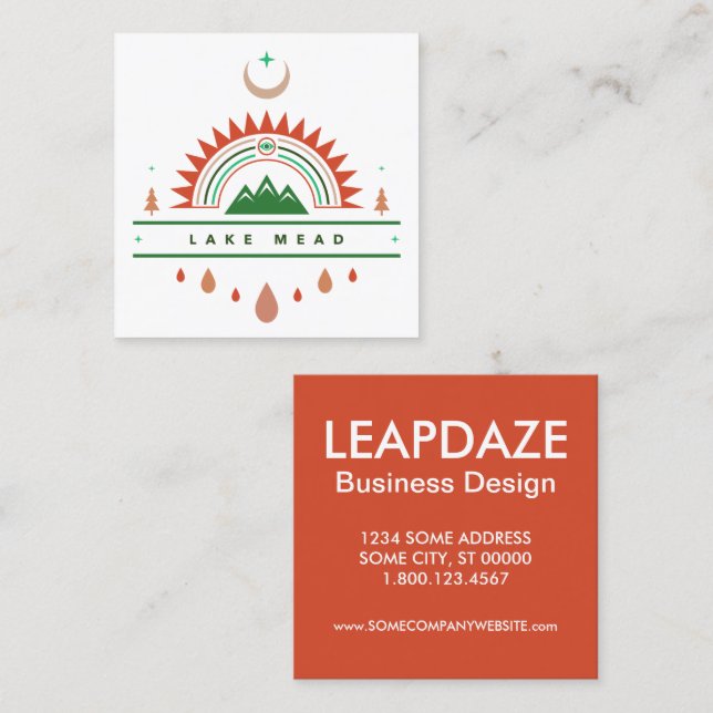 Cartão De Visita Quadrado arizona do lago lua arco-íris (Frente/Verso)