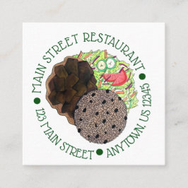 Cartão De Visita Quadrado Arroz de Capim Curry e Restaurante Comida jamaican