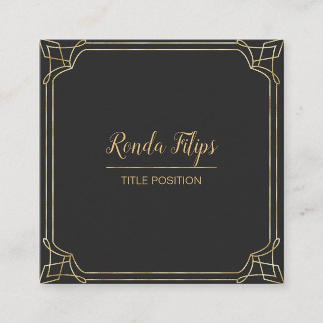 Cartão De Visita Quadrado Art Deco Framework (Frente)