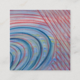 Cartão De Visita Quadrado Arte abstrata colorida azul vermelho amarelo P43