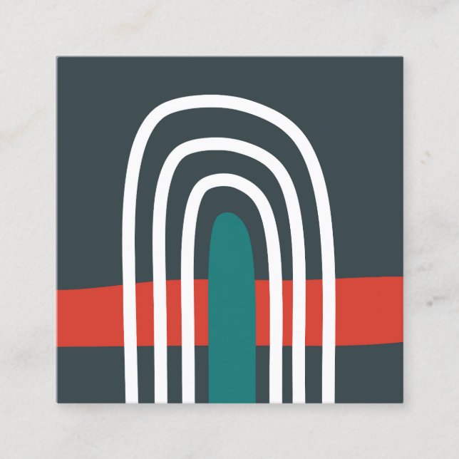 Cartão De Visita Quadrado Arte arco-íris, abstrato boho design (Frente)