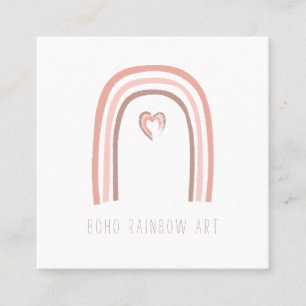 Cartão De Visita Quadrado Arte Arco-Íris Boho