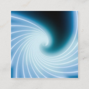 Cartão De Visita Quadrado Arte de onda de linha néon azul brilhante