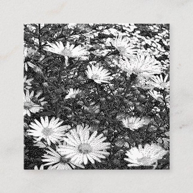 Cartão De Visita Quadrado arte em pixéis preto e branco  (Frente)