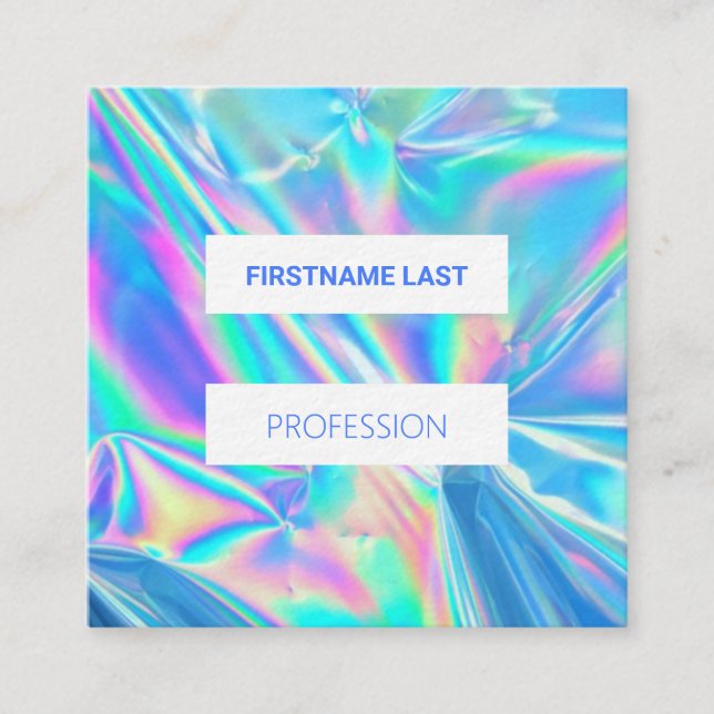 Cartão De Visita Quadrado arte holográfica moderna de maquiagem pastel arco- (Frente)