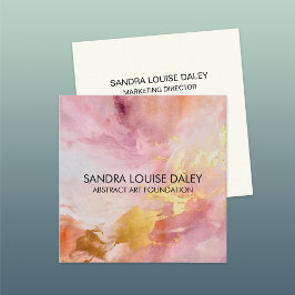 Cartão De Visita Quadrado Arte Moderna Abstrato Cor-de-Rosa Dourada