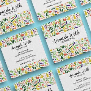 Cartão De Visita Quadrado Arte Única de Vegetais do Treinador Nutricionista