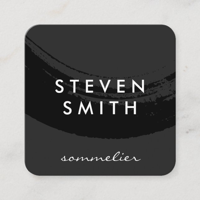 Cartão De Visita Quadrado Artesanato Bruto em Preto (Frente)