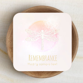 Cartão De Visita Quadrado Articulado Rosa Aquarela Dragonfly Beauty Spa