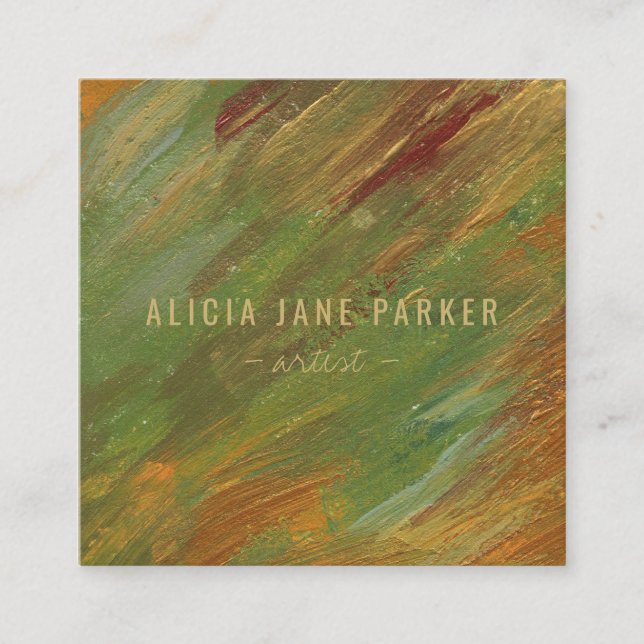 Cartão De Visita Quadrado Artista abstrato elegante moderno e único (Frente)