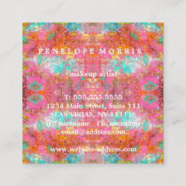 Cartão De Visita Quadrado Artista Colorido de Maquiagem de Abstrato de Negri