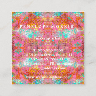 Cartão De Visita Quadrado Artista Colorido de Maquiagem de Abstrato de Negri