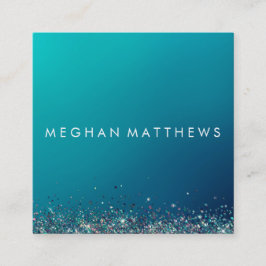 Cartão De Visita Quadrado Artista da Stylist da Bela Espelho Azul Silver