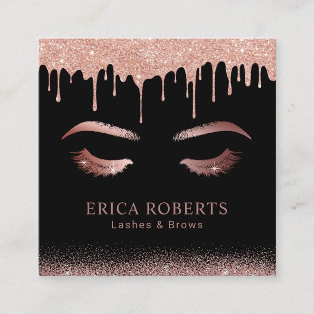 Cartão De Visita Quadrado Artista de ativação de drives Dourados rosa (Frente)