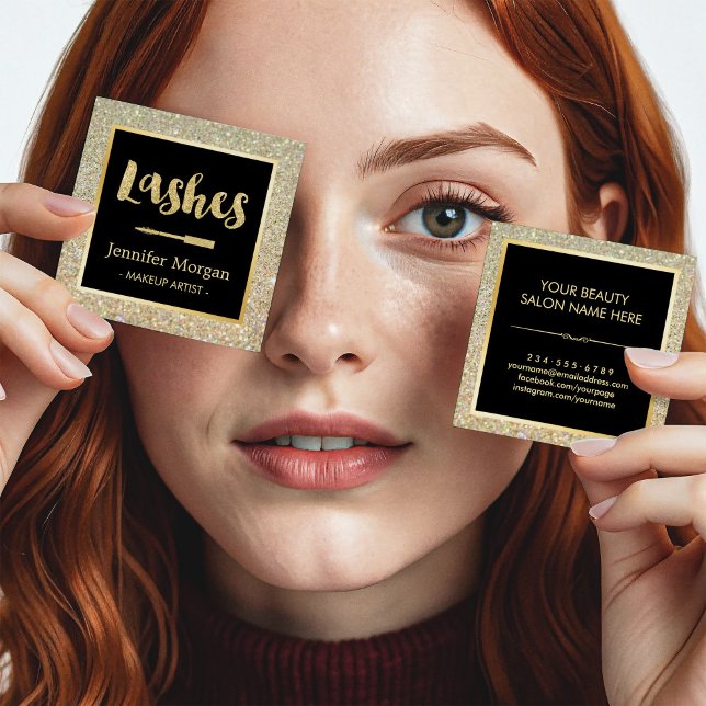 Cartão De Visita Quadrado Artista de Ativação de Miniaturas de Letras Glitte (Criador carregado)