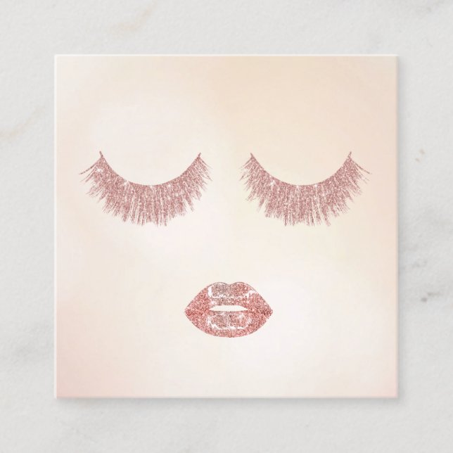 Cartão De Visita Quadrado Artista de ativação de placas e Lábios com brilho  (Frente)