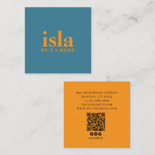 Cartão De Visita Quadrado Artista de Maquiagem Código QR Minimalista Moderno
