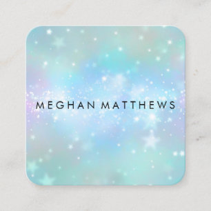 Cartão De Visita Quadrado Artista de Maquiagem de Beleza Azul Pálido