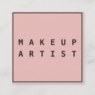 Cartão De Visita Quadrado Artista de maquiagem de borda de fonte preto-e-ros