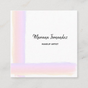 Cartão De Visita Quadrado Artista de Maquiagem do Traço Pincel Pintado com 