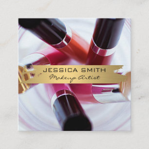 Cartão De Visita Quadrado Artista de maquiagem  Ferramentas de manutenção