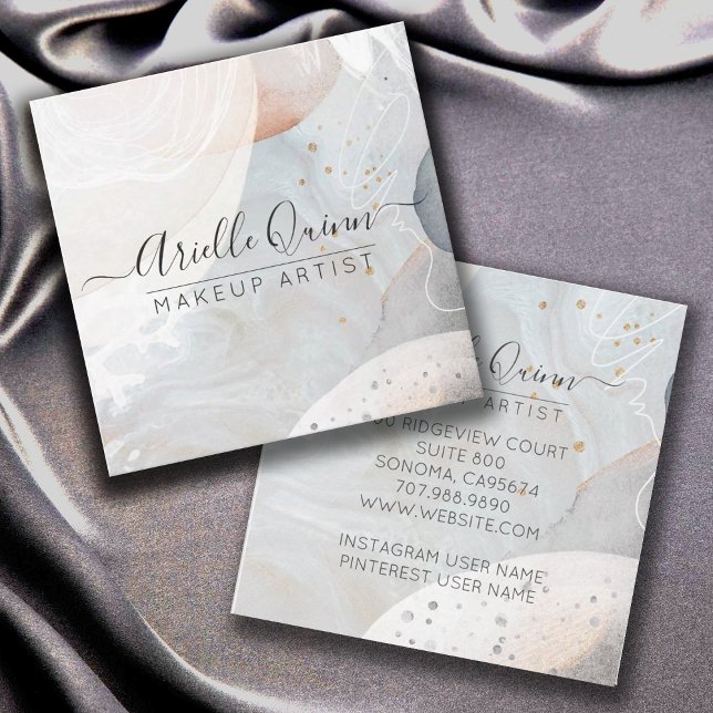 Cartão De Visita Quadrado Artista de Maquiagem por Aquarela abstrato (Criador carregado)