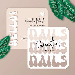 Cartão De Visita Quadrado Artista de Nail Moderno Beige Manicure Salon