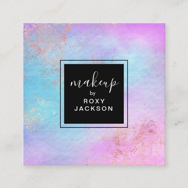 Cartão De Visita Quadrado Artista elegante de fabricação de rosa dourada (Frente)