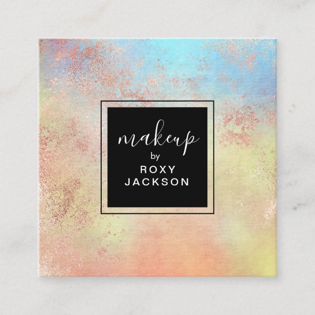 Cartão De Visita Quadrado Artista elegante de fabricação de rosa dourada (Frente)