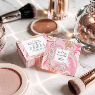 Cartão De Visita Quadrado Artista elegante rosa de mármore rosa moderno