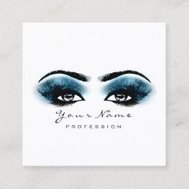 Cartão De Visita Quadrado Artista Eyebrow Eye Lash Blue Marinho Square