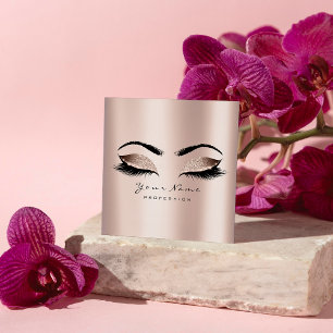 Cartão De Visita Quadrado Artista Eyebrow Eye Lash Glitter Pink Square