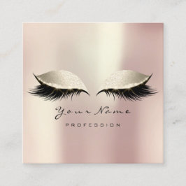 Cartão De Visita Quadrado Artista Eyebrow Olhos Lashes Rosa Praça de Marfim