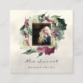 Cartão De Visita Quadrado Artista Greenery do Planejador de Eventos de Fotog