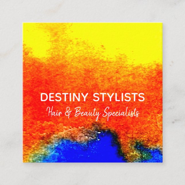 Cartão De Visita Quadrado Artista Maquiista das Flores de Aquarela Abstrato  (Frente)