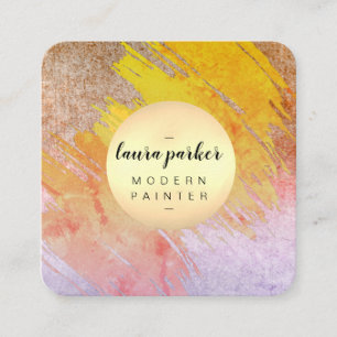 Cartão De Visita Quadrado Artista Mínimo de Pintura de Abstrato de Aquarela