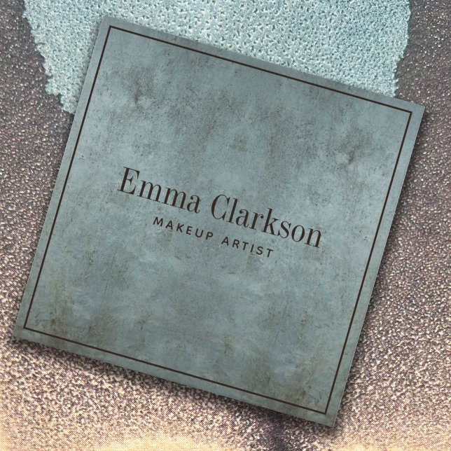 Cartão De Visita Quadrado Artista Moderno Grunge Cinza Azul Textura (Criador carregado)