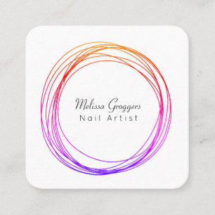 Cartão De Visita Quadrado Artista Nail Moderno Faux Circulares Dourados Mão 