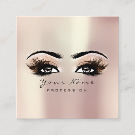 Cartão De Visita Quadrado Artista Orelha-Olhal Lashes Rosa Pink