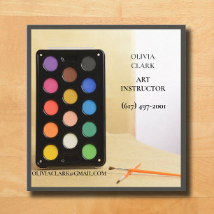 Cartão De Visita Quadrado Artista/Tutor/Professora de Cinzas de carvão