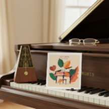 Artistic Autumn Piano QR Code Music Business Card