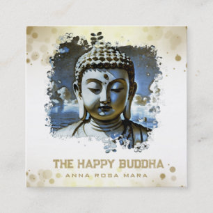 Cartão De Visita Quadrado *~* Artsy Buddha QR AP33 QR Logo Blue