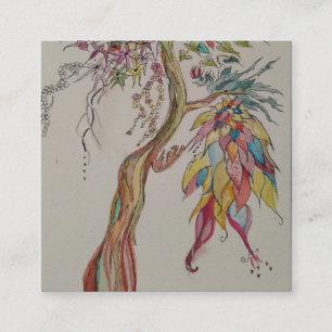 Cartão De Visita Quadrado Árvore Ancestral Transcendente