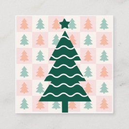 Cartão De Visita Quadrado Árvore de Natal Fofo Design de Férias.