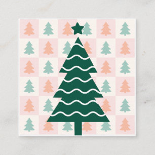 Cartão De Visita Quadrado Árvore de Natal Fofo Design de Férias.