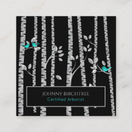 Cartão De Visita Quadrado *~* Árvore Doutor Blue Birds Árvores de Birch Arbo
