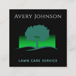 Cartão De Visita Quadrado Árvore Neon Verde e Grass Moderno do Serviço de As
