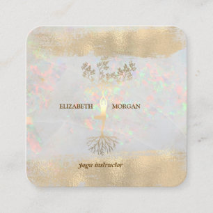 Cartão De Visita Quadrado Árvores Silhouette Brussel Traço Yoga Opal